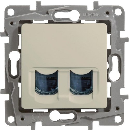 Розетка компьютерная без рамки Legrand Etika 2-м. RJ45+RJ45 5e слоновая кость картинка